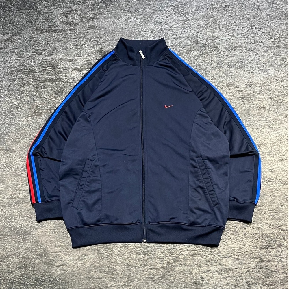 Vintage Nike Track‎ Jacket Full Zip Mens XL Navy Blue Y2K 2000s Tech Mini Swoosh
